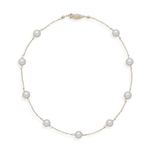 16 14 Karat Yellow Gold Chain with 7mm Grade A Cultured Akoya Pearls