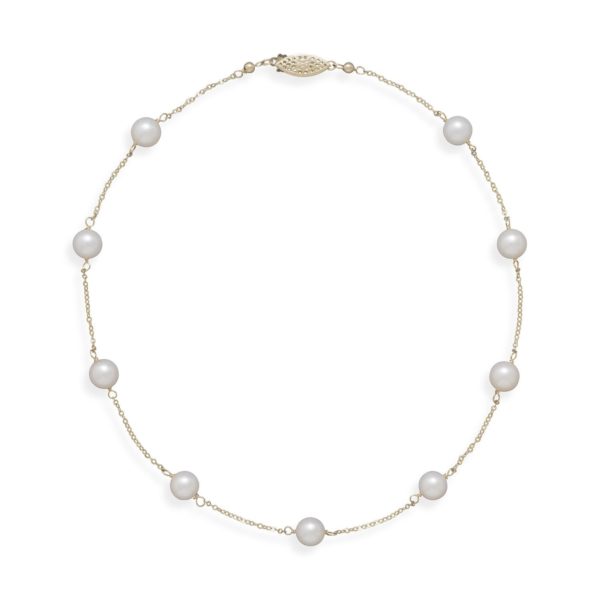 16 14 Karat Yellow Gold Chain with 7mm Grade A Cultured Akoya Pearls