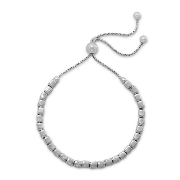 Rhodium Plated Sterling Silver Bolo Bracelet