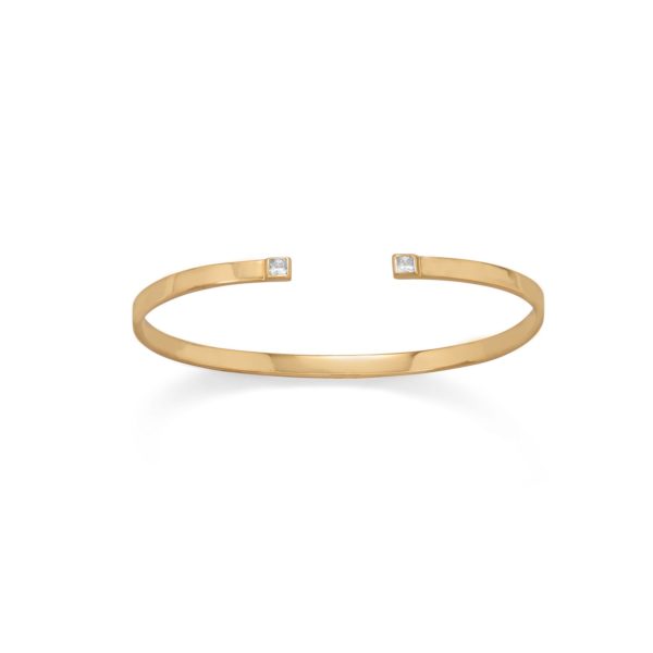 14K Gold Plated CZ Cuff Bracelet
