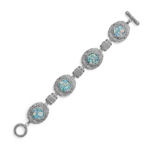 7.5 Ornate Roman Glass Toggle Bracelet