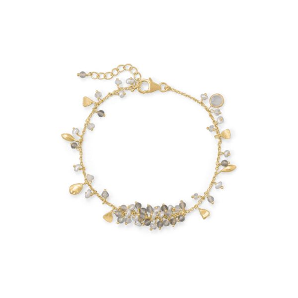7+1 14 Karat Gold Plated Rainbow Moonstone