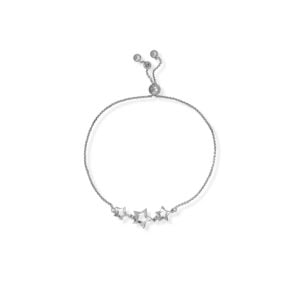 Adjustable Rhodium Plated 3 Star Bolo Bracelet
