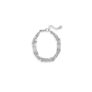 6.5 + 1 Rhodium Plated Five Strand Satellite Chain Bracelet