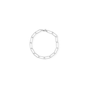 8 Rhodium Plated Paperclip Bracelet