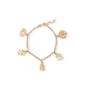 6.5 + 1 14 Karat Gold Plated Om Charm Bracelet