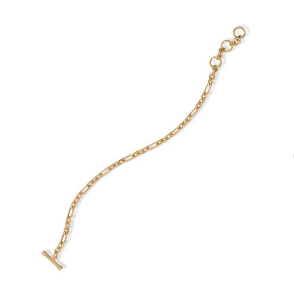 7.5 14 Karat Gold Plated Figaro Toggle Bracelet