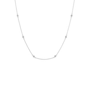16+2 Extension Rhodium Plated 6 Bezel Set CZ Necklace