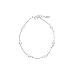 9 + 1 Extension Rhodium Plated 6 Bezel Set CZ Anklet