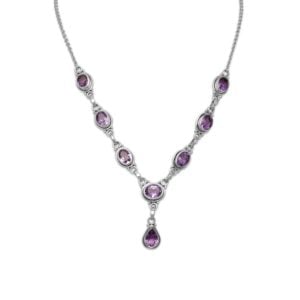 15+1 Extension Oval and Pear Shape Amethyst Necklace