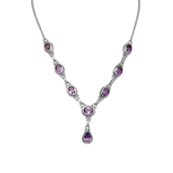 15+1 Extension Oval and Pear Shape Amethyst Necklace