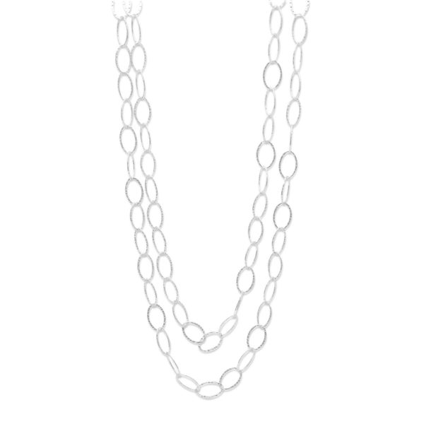 60 Hammered Oval Link Necklace