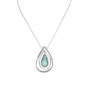 18 Necklace with Ancient Roman Glass and Cut Out Design Pendant