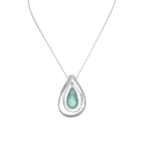 18 Necklace with Ancient Roman Glass and Cut Out Design Pendant
