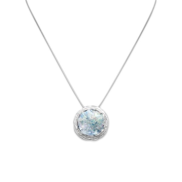 18 Textured Edge Ancient Roman Glass Necklace