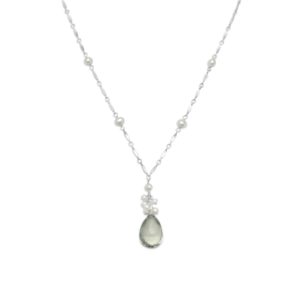 16+2 Extension Prasiolite and Cultured Freshwater Pearl Necklace
