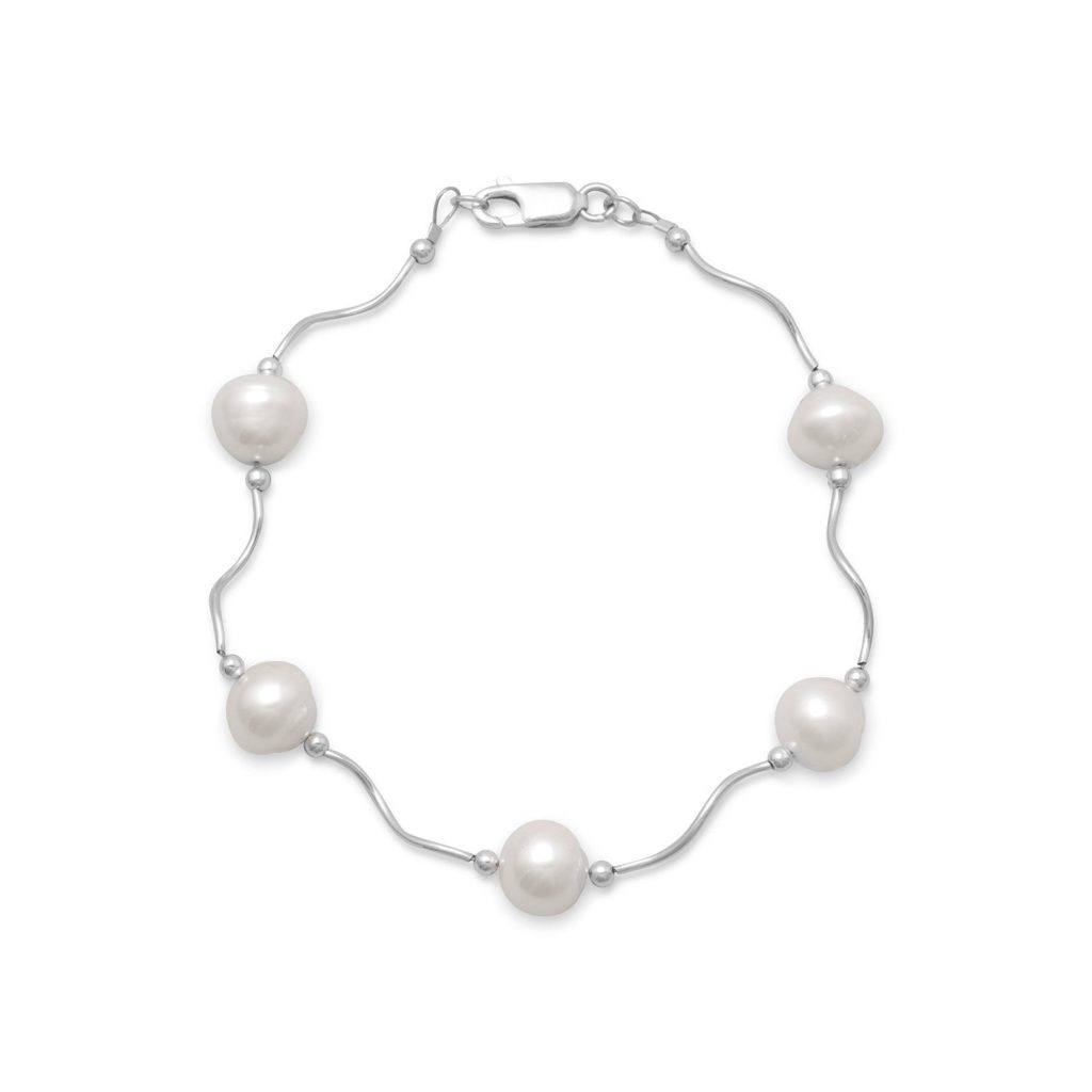 8 Wave Design Bracelet with Cultured Freshwater Pearls