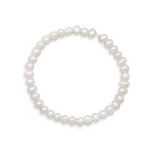 5.5 White Cultured Freshwater Pearl Stretch Bracelet