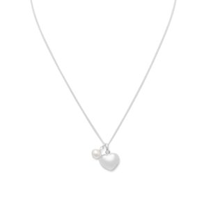 16 Multicharm Heart and Cultured Freshwater Pearl Necklace