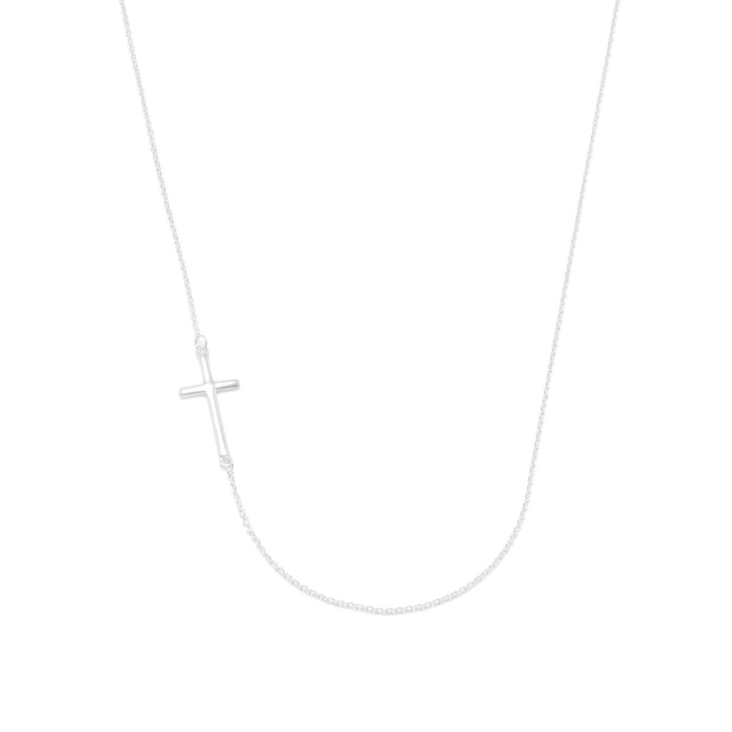 16 + 2 Necklace with Off Center Cross