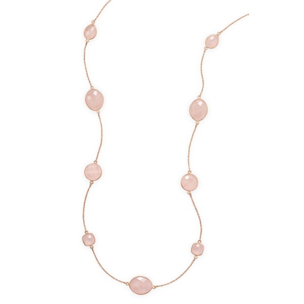 24 14 Karat Rose Gold Plated Rose Quartz Necklace