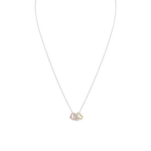 16+2 Tri Tone Heart Necklace