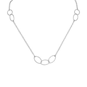 27.5 Rhodium Plated Multisize Oval Link Necklace