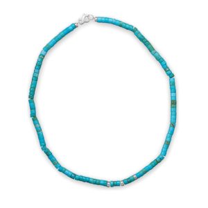 21 Reconstituted Turquoise Heshi Bead Necklace
