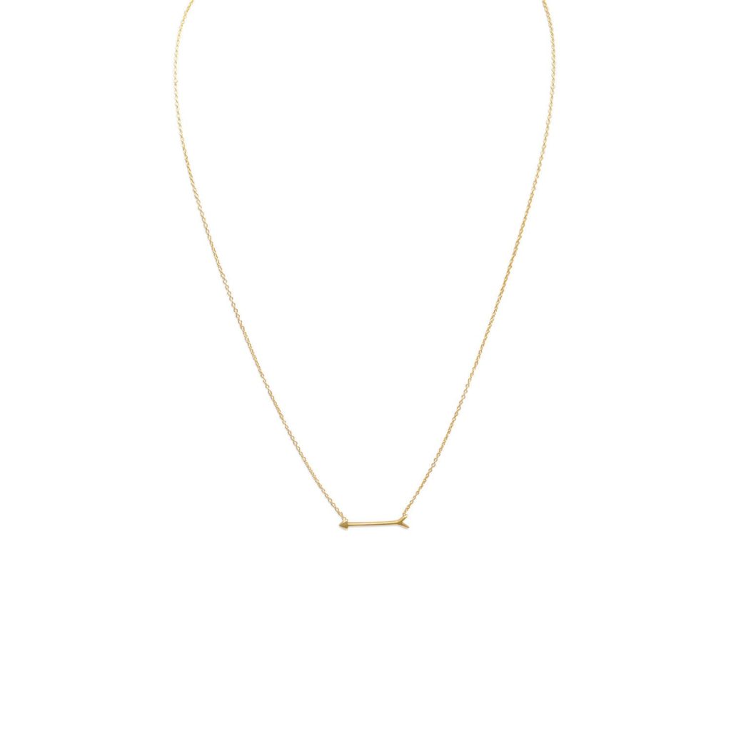 16 + 2 14 Karat Gold Plated Arrow Design Necklace