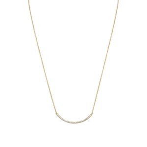 Curved CZ Bar Necklace