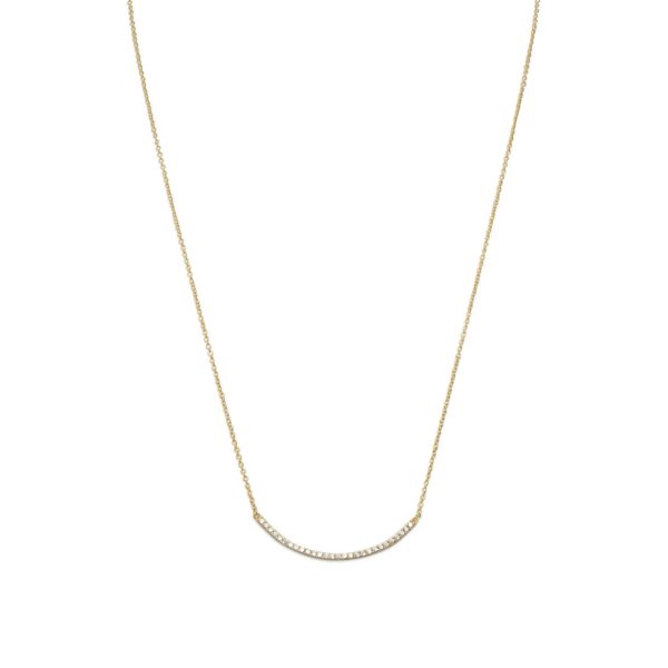 Curved CZ Bar Necklace