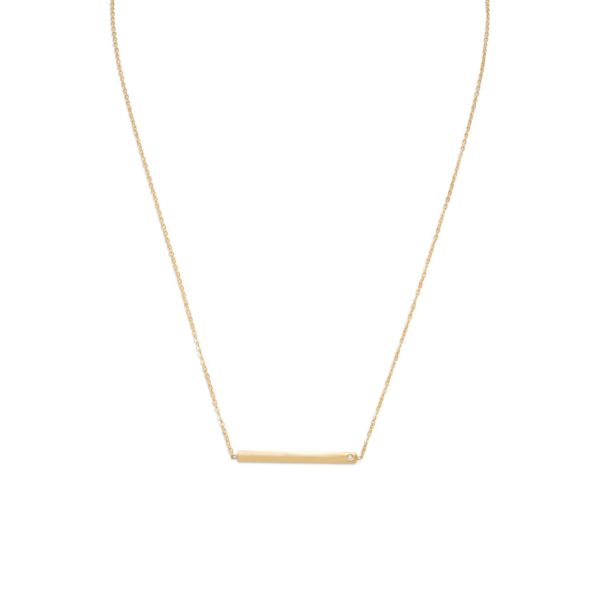 18 14 Karat Gold Plated Bar Necklace with CZ