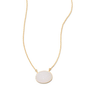 16 + 2 14 Karat Gold Plated White Druzy Necklace