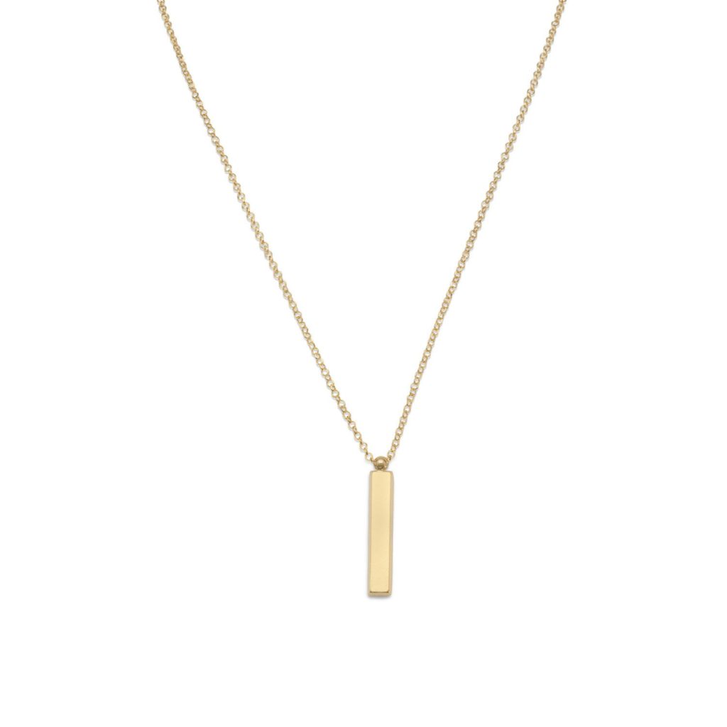 18 14 Karat Gold Plated Drop Bar Necklace
