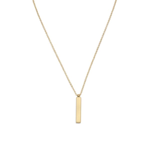 18 14 Karat Gold Plated Drop Bar Necklace
