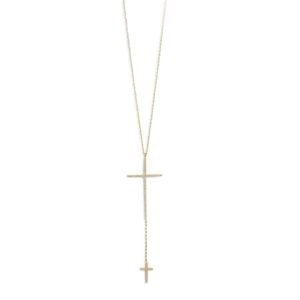 14K Gold Plated CZ Cross Necklace