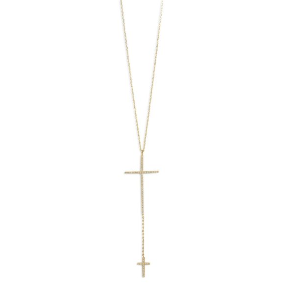 14K Gold Plated CZ Cross Necklace