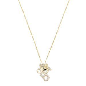BEE Mine! 14 Karat Gold Plated and Signity CZ Bee Necklace