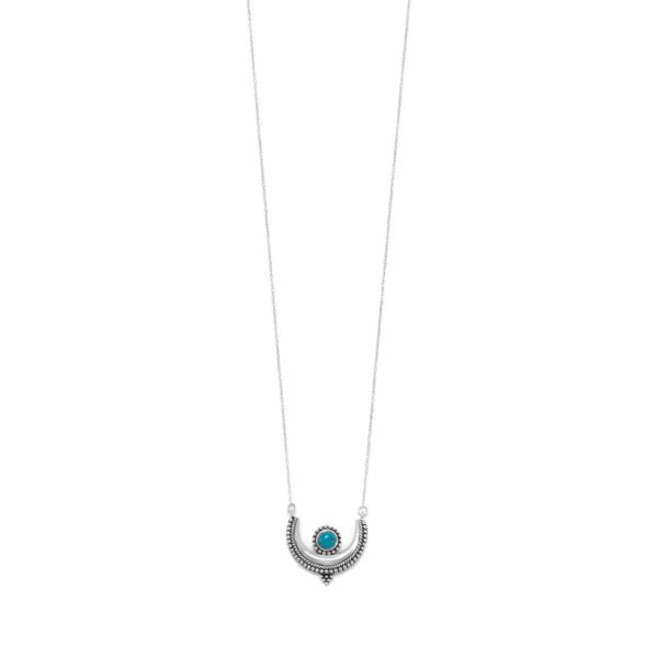 Oxidized Turquoise Crescent Necklace