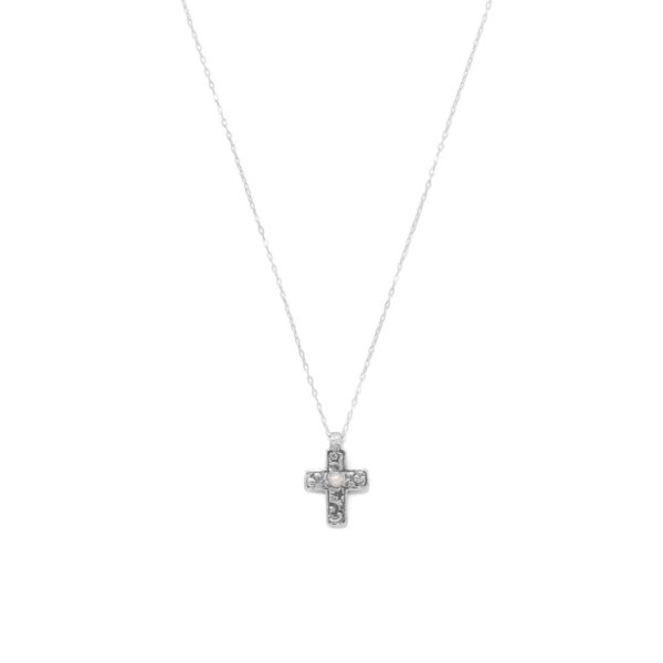 Reversible Cross Pearl Necklace