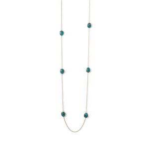 14 Karat Gold Plated Turquoise Stone Endless Necklace