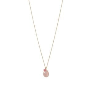 14 Karat Gold Rose Quartz and Pink Hydro Glass Necklace