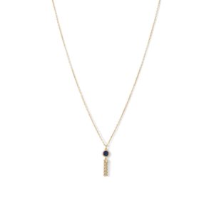 14 Karat Gold Plated Mini Lapis and Tassel Necklace
