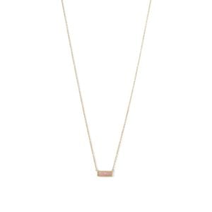 14 Karat Gold Plated Mini Synthetic Pink Opal Bar Necklace