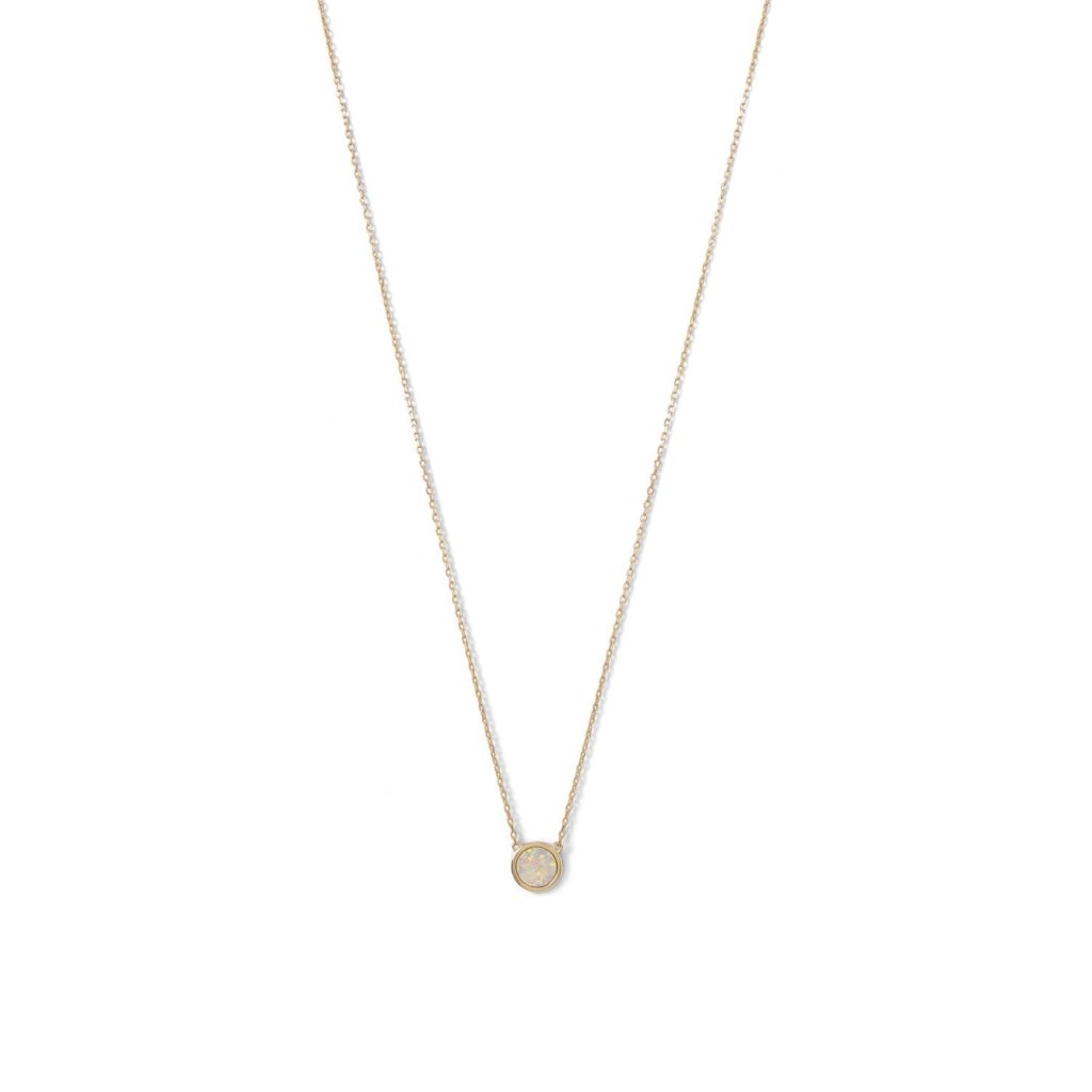 Mini Synthetic White Opal Necklace