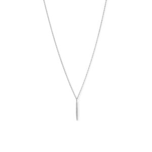 Rhodium Plated Vertical Bar Necklace with Diamonds