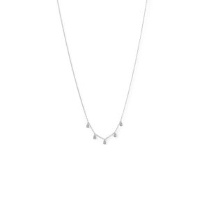Rhodium Plated Dainty CZ Charm Necklace