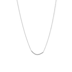 Rhodium Plated 2mm Bead Bar Necklace