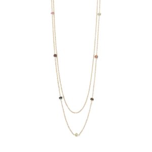 Two Strand 14 Karat Gold Plated Tourmaline Necklace