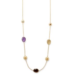 24 14 Karat Gold Plate Multi Stone Necklace